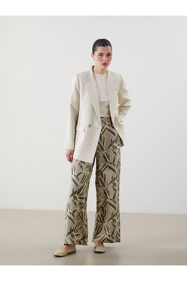 LC Waikiki-Lcw Women's Patterned Trousers with Elastic Waist Fashion 1