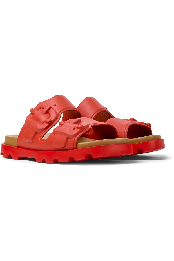 CAMPER-Men's Red Dual Strap Hook and Loop Slippers Lightweight Durable Soft Sole Brutus 1