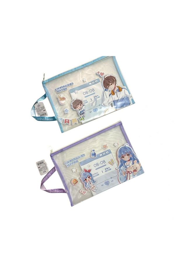 Odak-Kt41043 Zippered Anime Handle Mesh A4 Bag (Mesh File) - Single 1