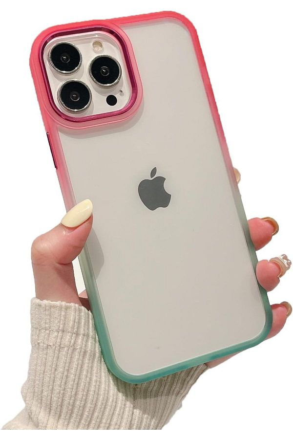 Generic-جراب شفاف ناعم متوافق مع iPhone 14 Pro مع حافة متباينة الألوان متدرجة 1