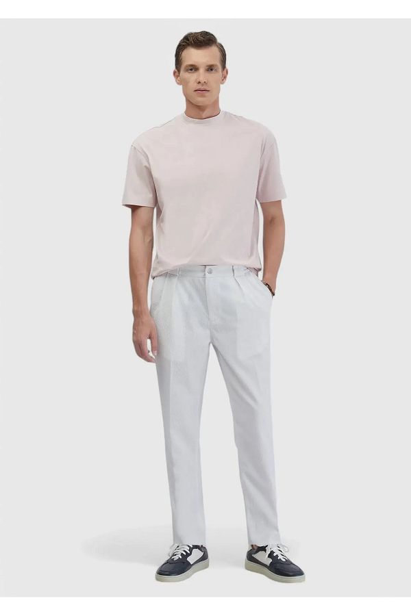 Ramsey-White Striped Woven Jogging Fit Casual Trousers 1