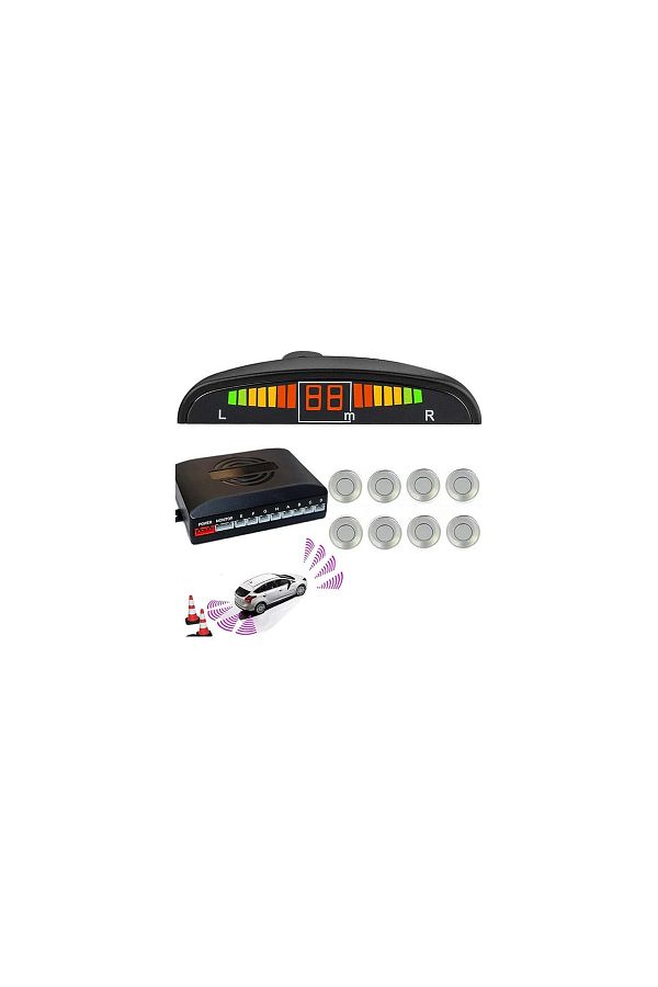 AUTOREY-Universal Front Rear Parking Sensor Kit with Display and Sound Warning 8 Sensors Gray (Silver) 1