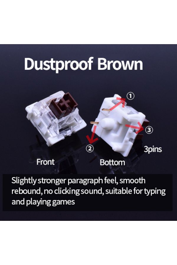 GGBEE-110pcs Dustproof Brown Outemu Switch for Keyboard 3Pin Dustproof Linear Tactile Clicky Silent Switch 1