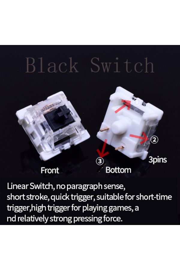 GGBEE-10pcs Linear Black Outemu Switch for Keyboard 3Pin Dustproof Linear Tactile Clicky Silent Switches f 1
