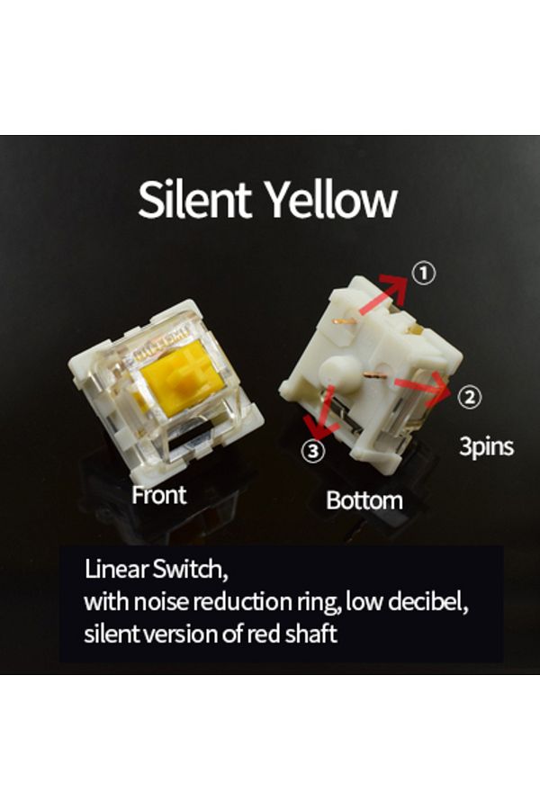GGBEE-10pcs Silent Yellow Outemu Switch for Keyboard 3Pin Dustproof Linear Tactile Clicky Silent Switches 1