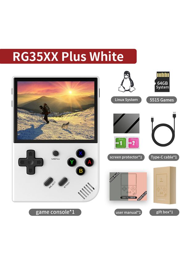 Choice-64G RG35XX Plus White ANBERNIC RG35XX Plus/RG35XX Retro Handheld Game Console 3.5″ IPS Screen Linux 1