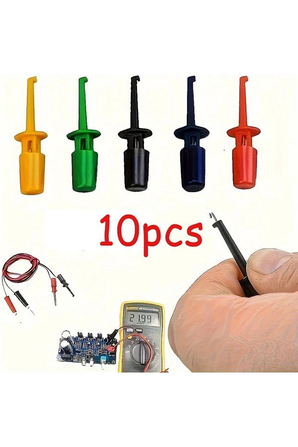 Choice-10Pcs Mini Single Test Hook Clip Test Probe For Electronic Testing IC Grabber Small Size Round Cr... 1