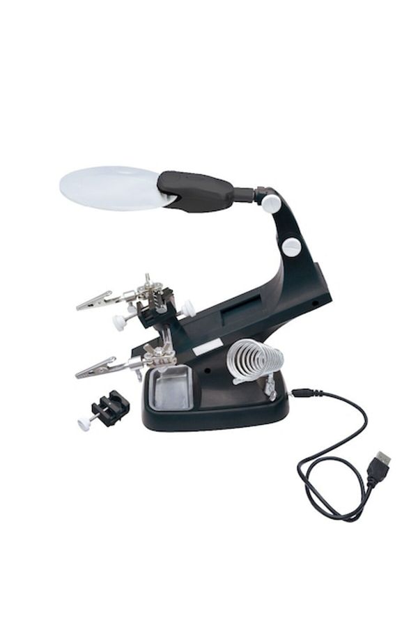 Magnifier-Table magnifier with LED, 3x, 4.5X magnification, stand, flexible arm and clamping pliers 1
