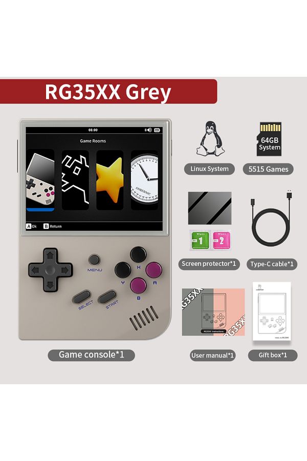 Choice-64G RG35XX New Grey ANBERNIC RG35XX Plus/RG35XX Retro Handheld Game Console 3.5″ IPS Screen Linux Po 1