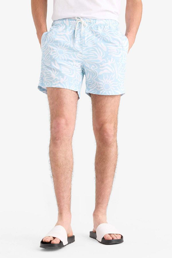 DeFacto-Gemusterte kurze Badeshorts mit Netzfutter E0974AX25HS 1