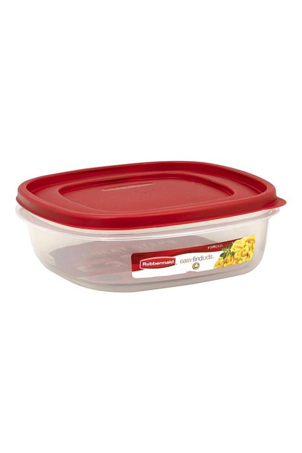 Generic-Rubbermaid Easy Find Lids Square Food Container Chilli Red and Clear 2.1 Liter 1777090 1