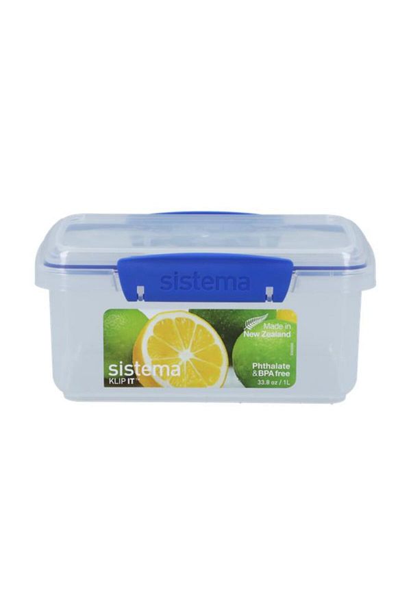 Generic-sistema Klip It Rectangular Food Storage Container Clear and Blue 1 Liter (Multicolour) 1