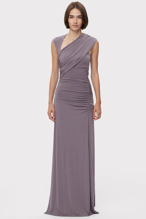 Herve Leger-ROCHIE DIN JERSEY MAT CU DRAPAJ ȘI VOLAN - HERVE LEGER - GRI, XS 1