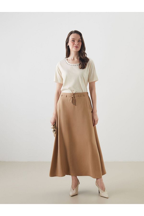 LC Waikiki-Lcw Elastic Waist A-Line Skirt Fast Fashion 1