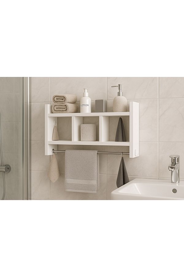mokaparkavm-Redbud Multi-Purpose Bathroom Shelf Functional Design Hanger Organizer 1