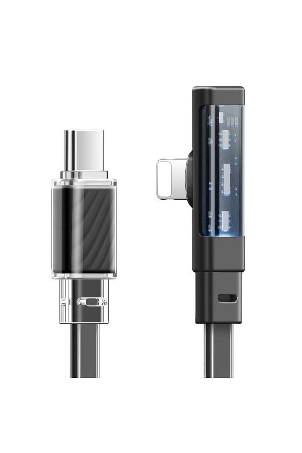 Mcdodo-Cable Type-c To Lightning Dichromatic 90 Degree, Fast Charging, 36w, Led, 1.8m, Black 1