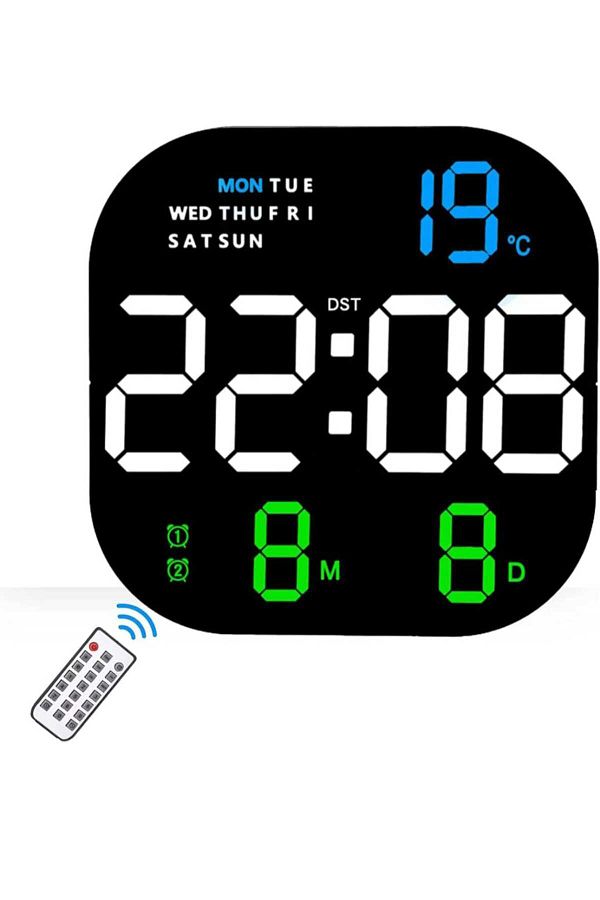 Generic-Digital Wall Clock with Remote – Large LED Display, Alarm, Snooze & Brightness Control, 12/24H 1