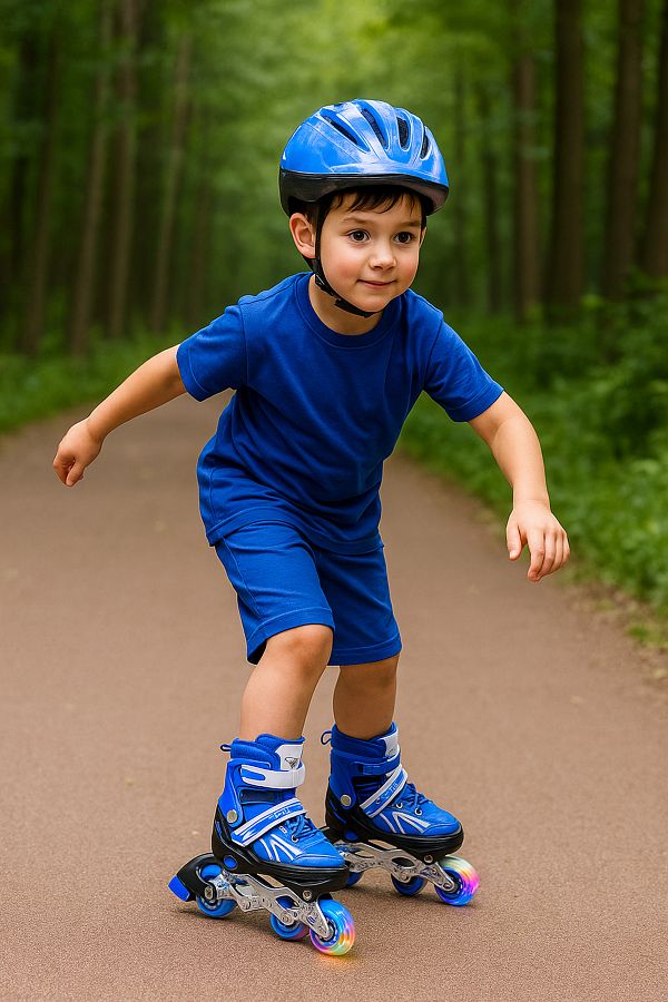CAN-Adjustable Lighted Roller Skates |   Dual Use Single Row Skates - Double Row Practice Skates No 30-33 1