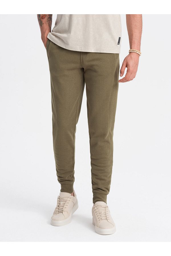 OMBRE-Herren BASIC Baumwoll Jogger Sweatpants - Oliv V2 OM-PABS-0174 XL 1