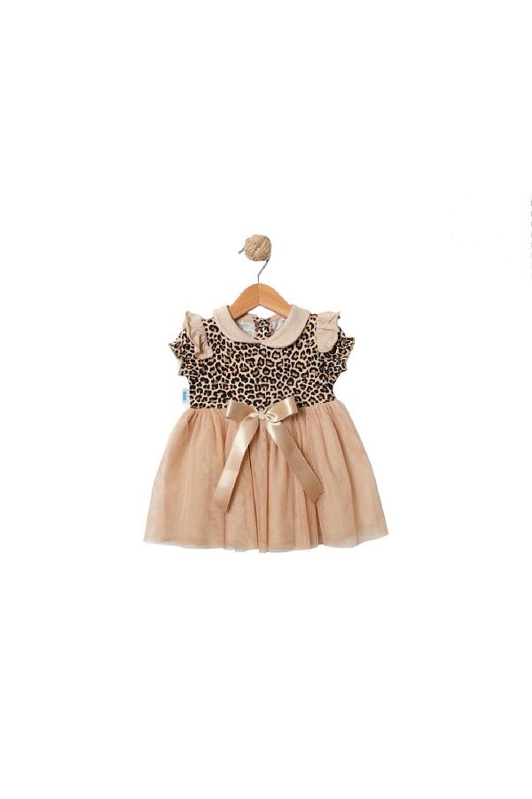 Minim-Leopard Print Tulle Dress with Ribbon Detail 1