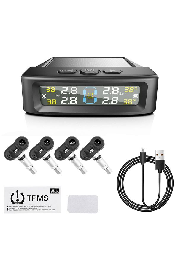 LEEPEE-External Temperature Warning Fuel Save Tire Pressure Monitoring System Solar Tpms With 4 External Se 1
