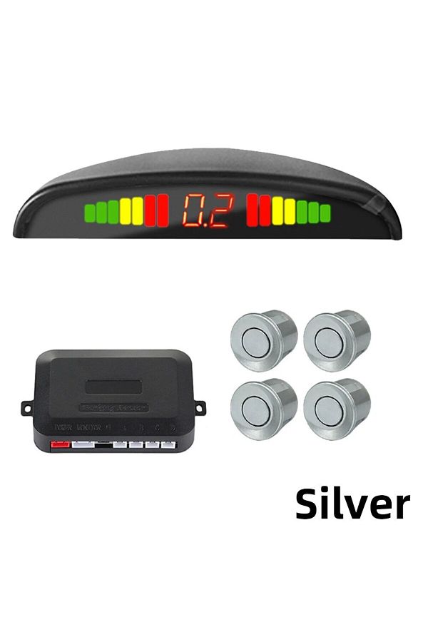 Choice-Silver Hippbqcc Car Parking Sensors Parking Kit Led Display 22mm 4sensors Backlight Reverse Backup R 1