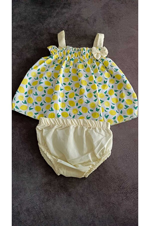 BYMURAT BABY Kız bebek Sarı Mandalina Baskılı Takım