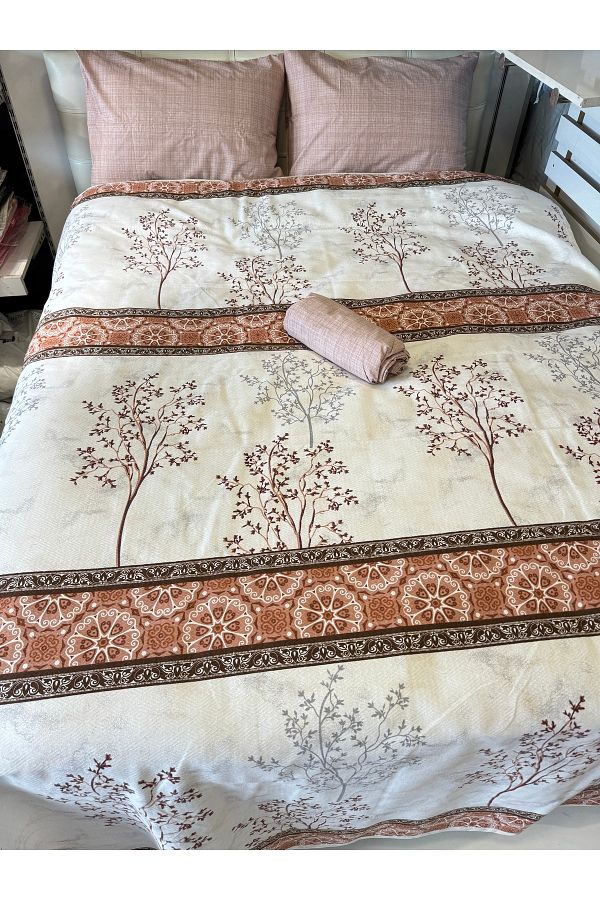 ŞENER HOME-Border Patterned Sheet Elastic Double Pique Set 1