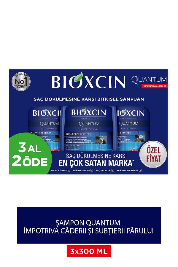Bioxcin-Quantum pentru păr uscat și normal 300 ml CUMPĂRĂ 3 PRIMIȚI 2 - șampon anti-cădere pentru păr fin 1