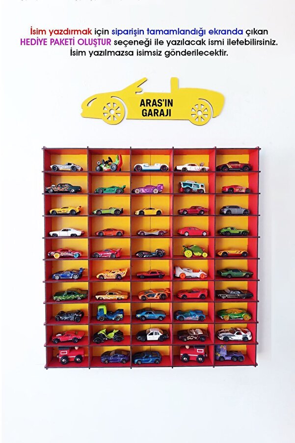 metafortoys Oyuncak Araba Rafı 50'li Temalı Sarı Kırmızı
