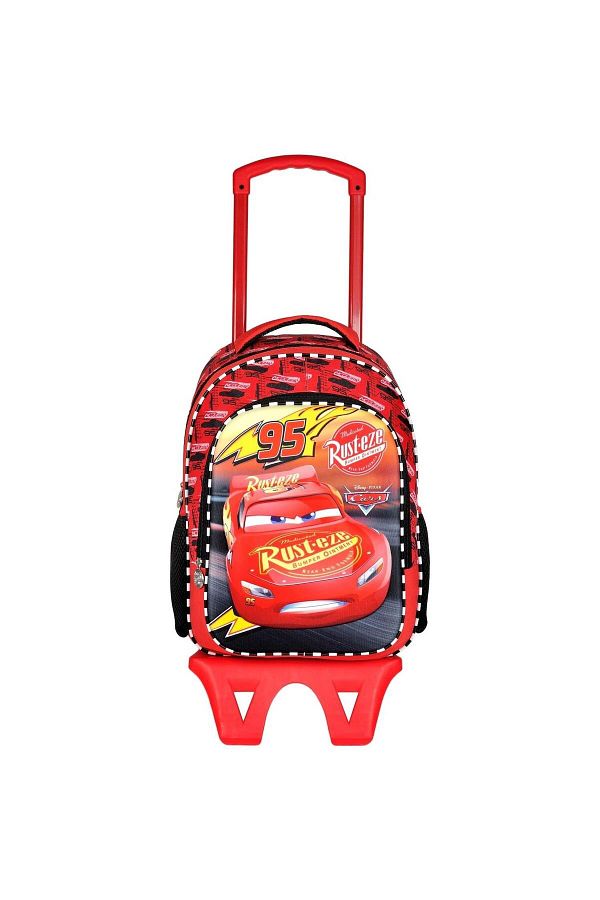 Hakan Çanta-Disney Cars Cars School Bag with Rickshaw Lightning Mcqueen Rickshaw Backpack 1