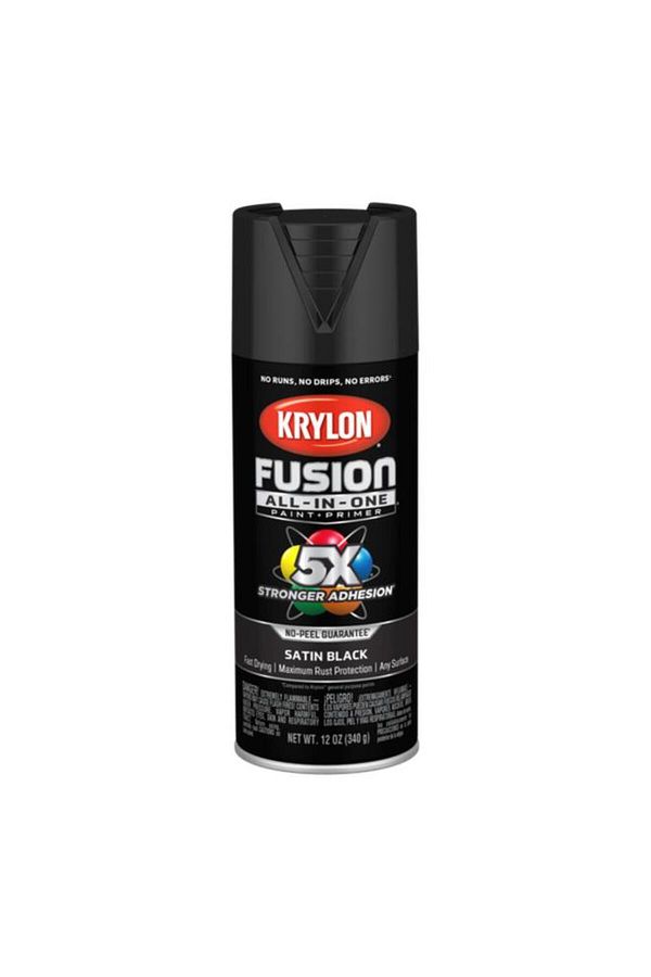 Generic-KRYLON Rust Resistant Fusion All-In-One Spray Paint ‎and Primer Satin Black 12oz K02732007 1