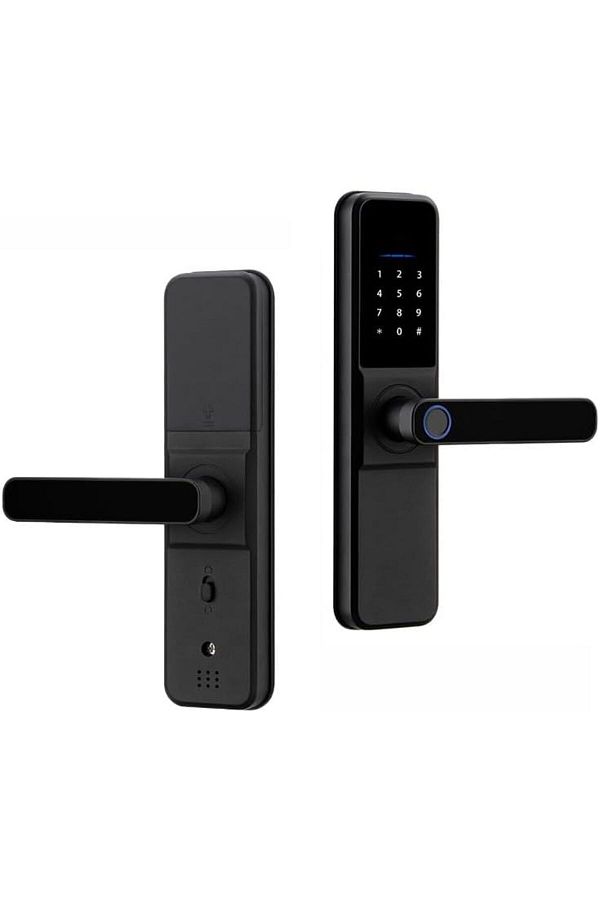 Fu-Mech-Smart Door Lock with Fingerprint, Keypad, and Handle | Electronic WiFi Lock Compatible with 1