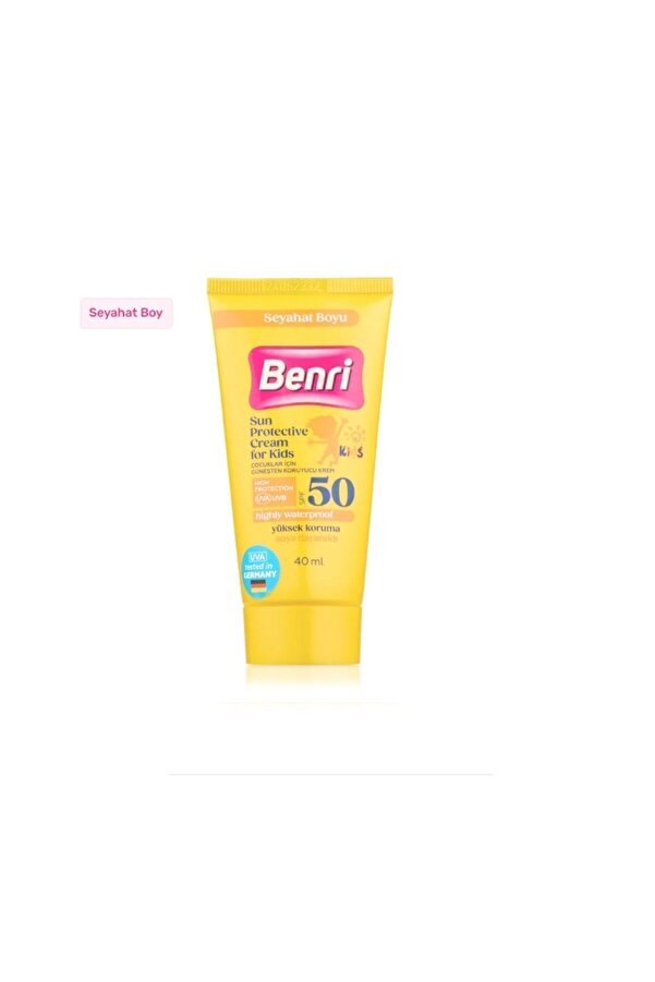 Benri Çocuklar İçin Güneşten Koruyucu Krem SPF50 40 ml