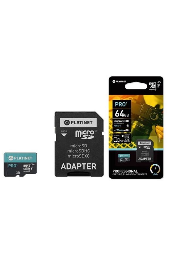 Platinet-Platinet MicroSDXC memory card + 64GB SD adapter, class10 UI 70MB/s 1