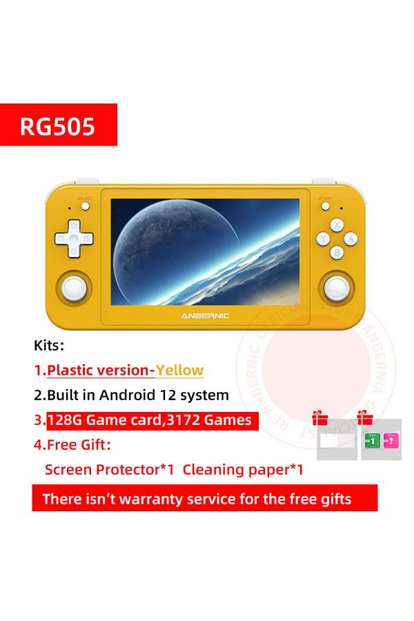 Choice-YELLOW 128G ANBERNIC RG505 Handheld Game Console Android 12 Unisoc Tiger T618 Built-in 128G Pre-Load 1