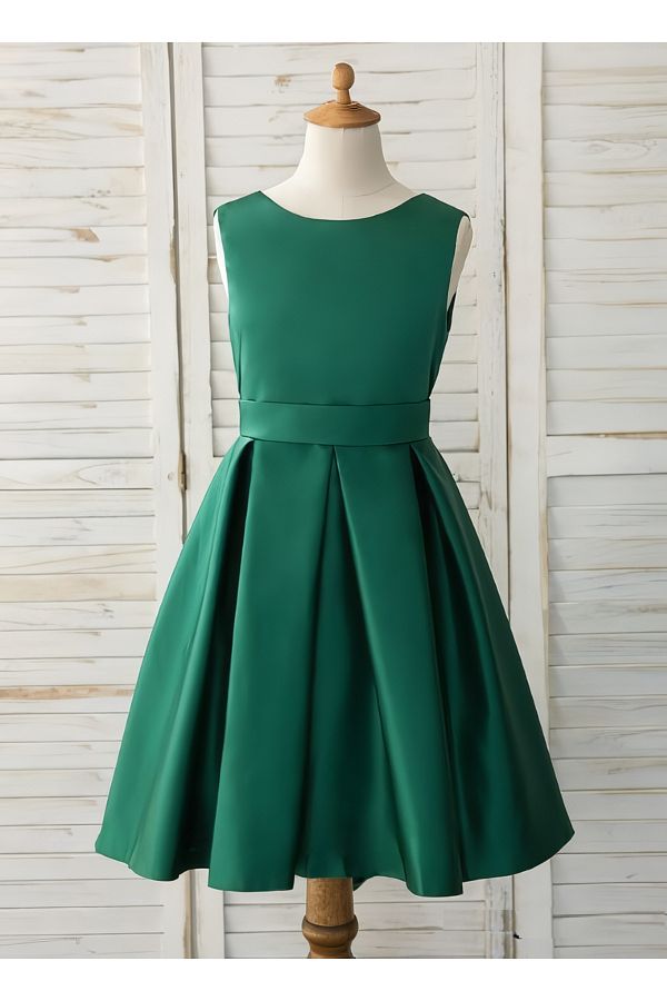 MadyaButik-Fata Copil SMARAGD Rochie Mini Satin Rochie de Seara Rochie Ziua Absolvirii Ziua Nașterii Rochie Ziua Lecturii 1