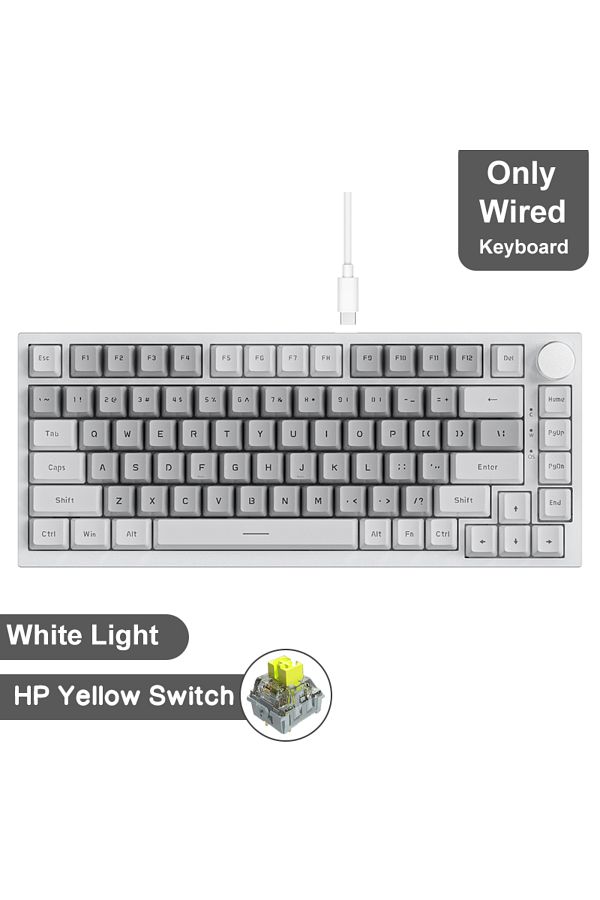 Ajazz-لوحة مفاتيح ألعاب ميكانيكية Ajazz AK820/AK820Pro باللون الأبيض والرمادي، تدعم تقنية بلوتوث 5.1/لاسلكي/سلكي C-Cust 1
