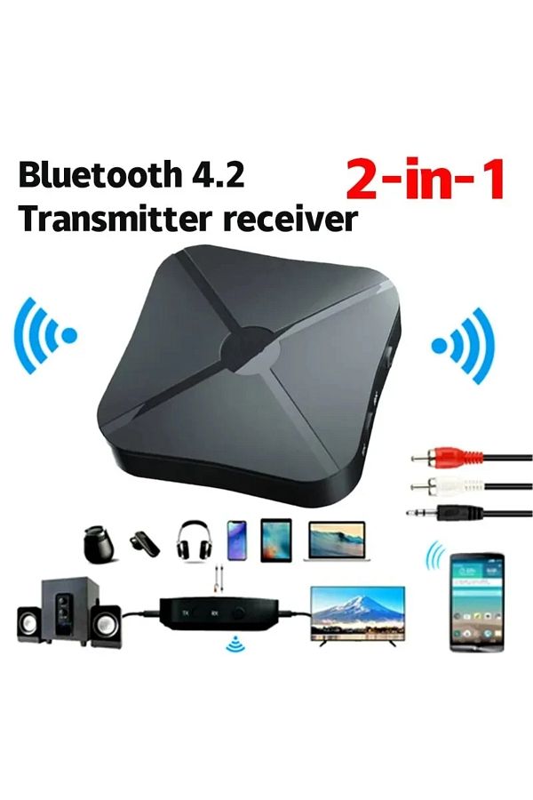 Vikefon-black KN319 Bluetooth Transmitter Receiver 2 in 1 Stereo Audio Receiver Converter Wireless Adapter W 1