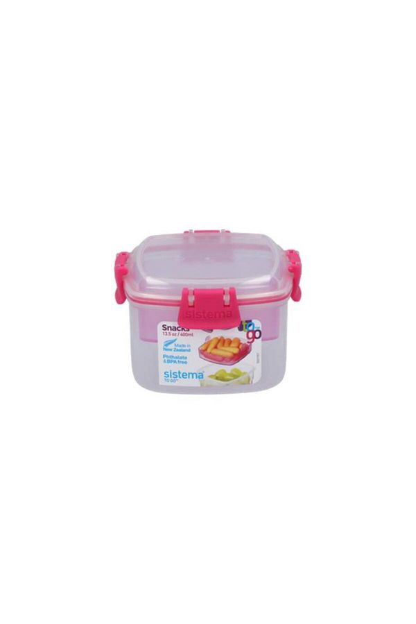 Generic-sistema Square Food Storage Container Clear and Pink 400ml (Multicolour) 1