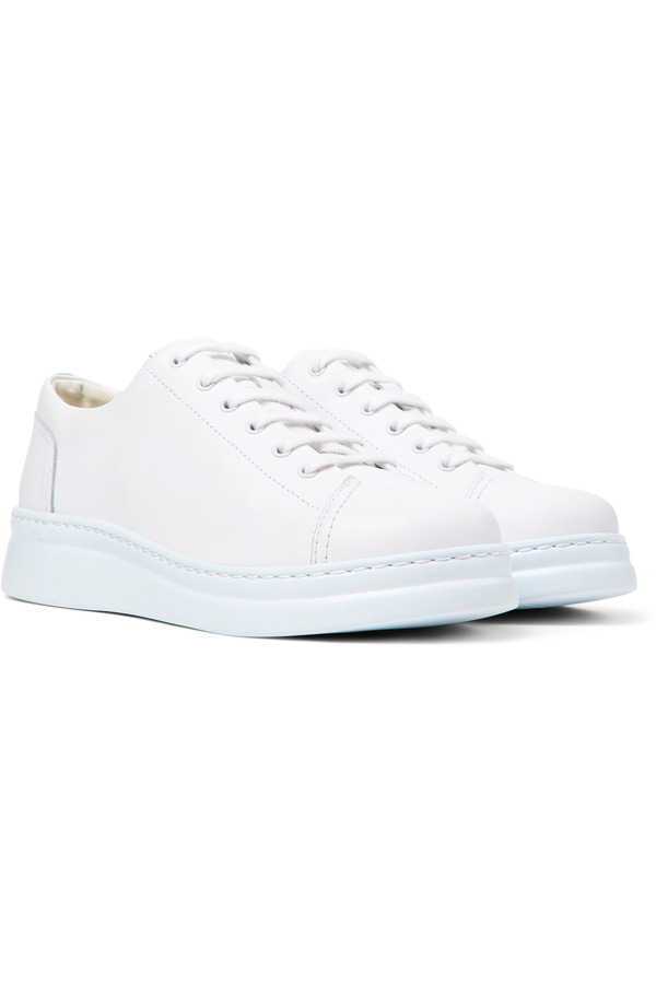CAMPER-Women's White Platform Sneakers, Hook And Loop, Daily Comfort, Classic Genuine Leather Runnerup 1