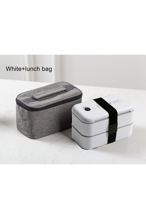 COOYA-Lunch Box with Lid, Double-Layer Leak-Proof, Can Keep Food Warm, With Storage Bag, Easy to Clean 1
