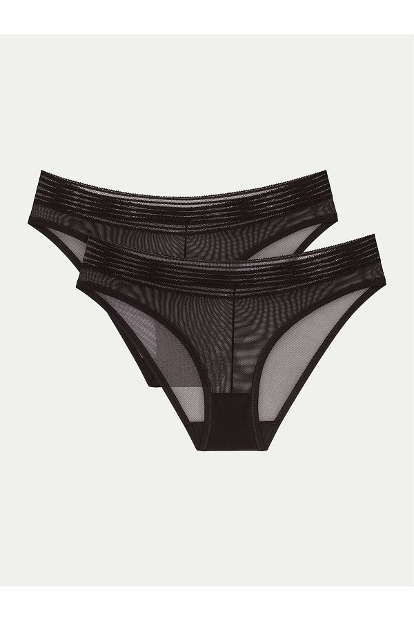 Triumph-Set de 2 perechi de chiloți clasici pentru femei 10218591 TEMPTING SHEER HIGHLEG TAI 2P Negru 1