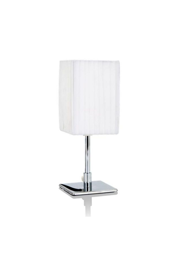 Generic-Micasa 40W E27 Shade Pe Elegant and Modern Design Mini Table Lamp White and Silver 1