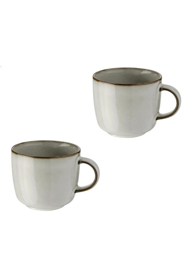 IKEA-Quality 2 Pieces Mug with Handle Height 8 cm Set of 2 Teacup Light Gray Cup Volume 370 ml 1