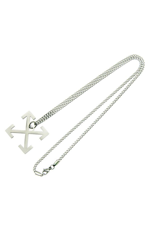 Tessero-Lantisor model Cuban Chain cu pandantiv in forma de sageti, otel inoxidabil, unisex, Tessero, argint 1