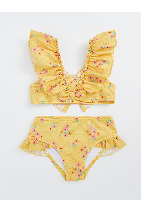 LC Waikiki Sarı Çiçekli Kız Bebek Bikini Takımı