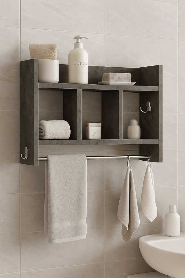 moka park avm-Redbud Multi-Purpose Bathroom Shelf Functional Design Hanger Organizer 1