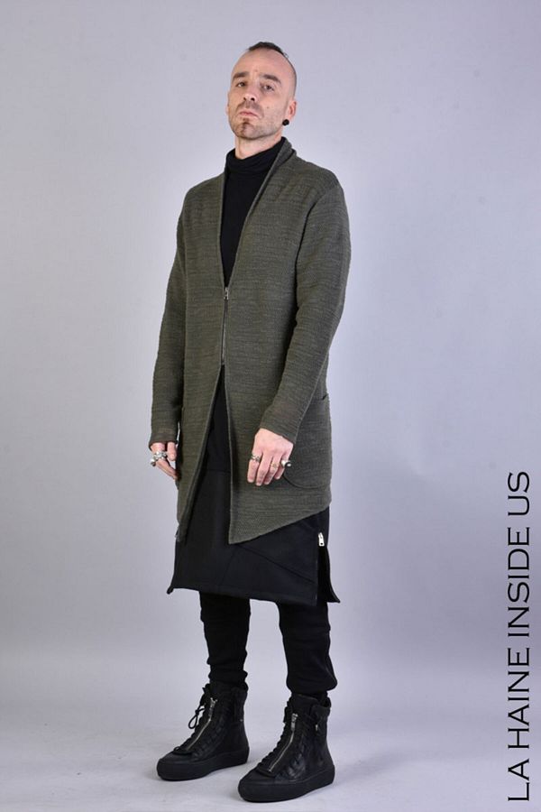 La Haine Inside Us-REGULAR NET CARDIGAN - LA HAINE INSIDE US - GREEN, M 1