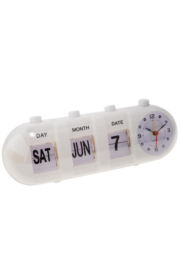 Toy Box Treasures-Calendar Alarm Clock White 1
